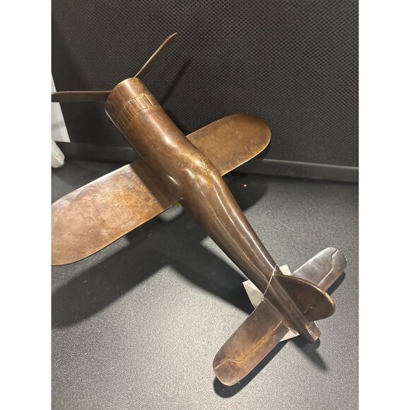 Vintage Metal Bronze Likke Airplane Sculpture Model WW|| Heavy Made in India - Picture 5 of 13